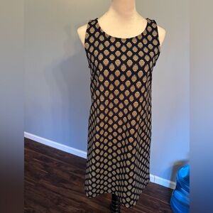 Banana Republic Sleeveless Navy Print Dress Cutout Back A-line Size Small EUC